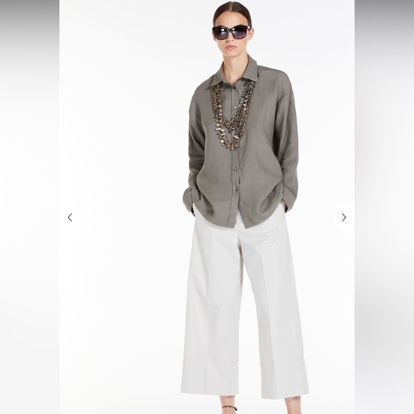 'S MAX MARA Wide-fit stretch cotton silk blend trousers Size 6 - Picture 1 of 9